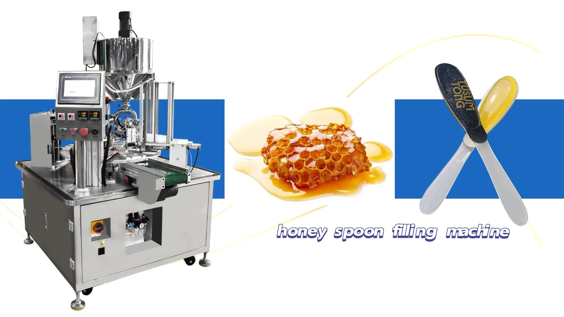 Fully Automatic Rotary Plastic Honey Spoon Filling Packing Machine In