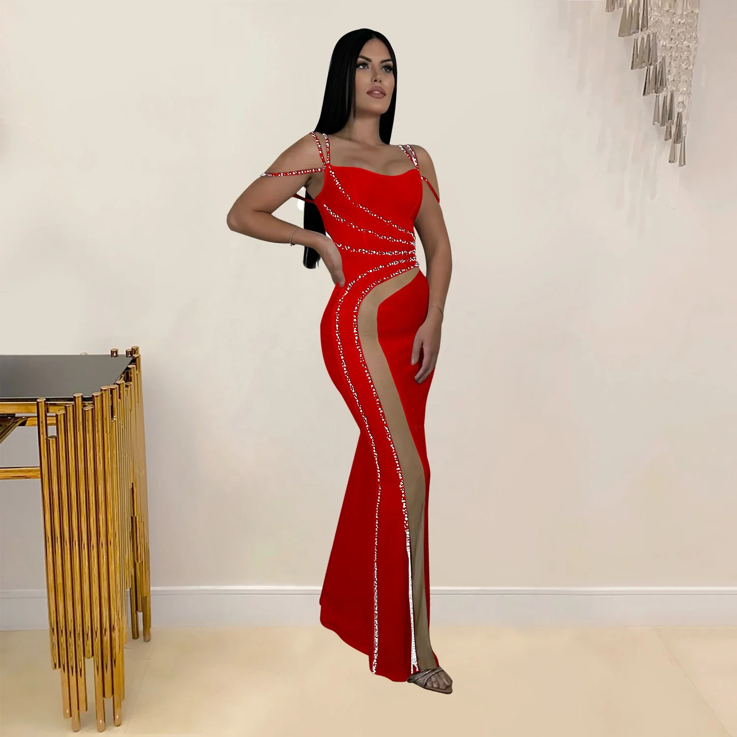 diamond club dress Giyu Sexy Sequined Mesh Diamond Club Evening Party... From Zara05, Rs.5,255.08