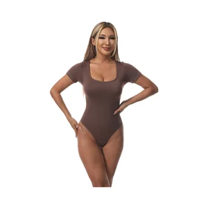 Women's High-Elasticity Solid Short Yoga Suit Cross-Border Summer Fitness Bodysuit Naked Back Plus Size Seamless Logo Waist