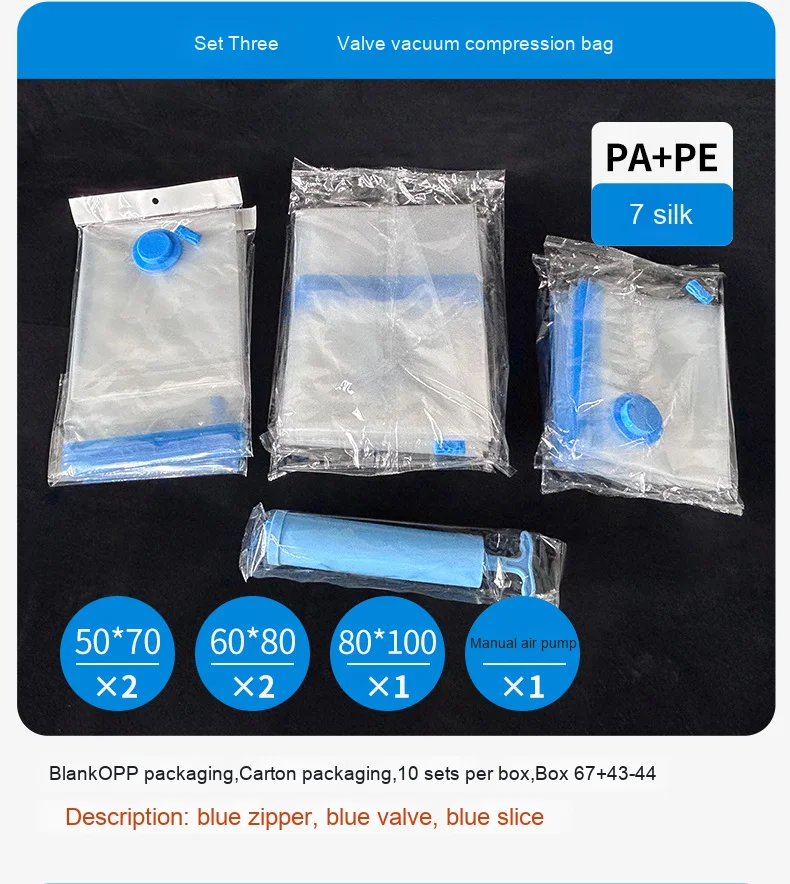 Factory-Direct Sale Transparent Vacuum Compressed Bags Eco-Friendly PA+PE Material Travel Size Space-Saving Storage