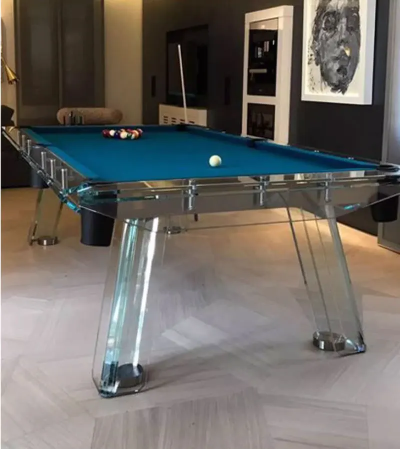 Высококачественный индивидуальный роскошный и модный бильярдный стол из хрустального стекла подходит для домашнего офиса частных клубов