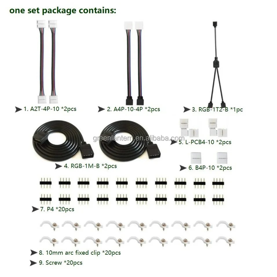 Easy To Use Connector Set 5050 Rgb Led Strip Light Accessory Set Connectors  Fixed Clip Cable 4pins Rgb Lights Connector Mod Kit - Buy Led Lighting Par  Kit,Rgb Led Light Kit,Rgb Led