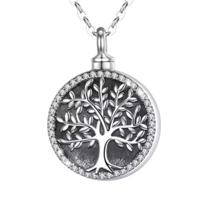 Jewelry Factory Wholesale Stylish 925 Sterling Silver Tree Life Pendant Necklace for Women Trendy Fine Pendants Charms Ashes Urn