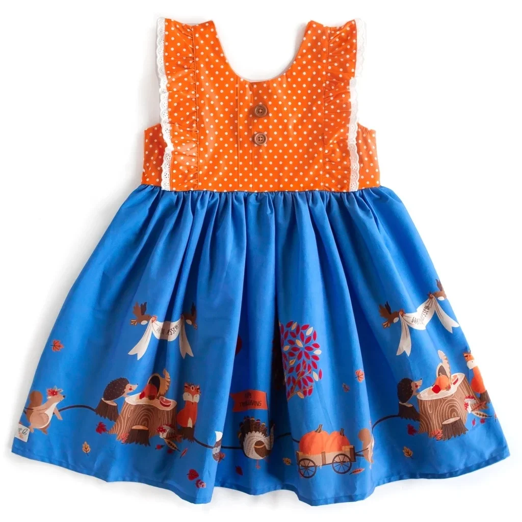 Печать по запросу оптовая продажа детская одежда для девочек платье с оборками на Хэллоуин Детская