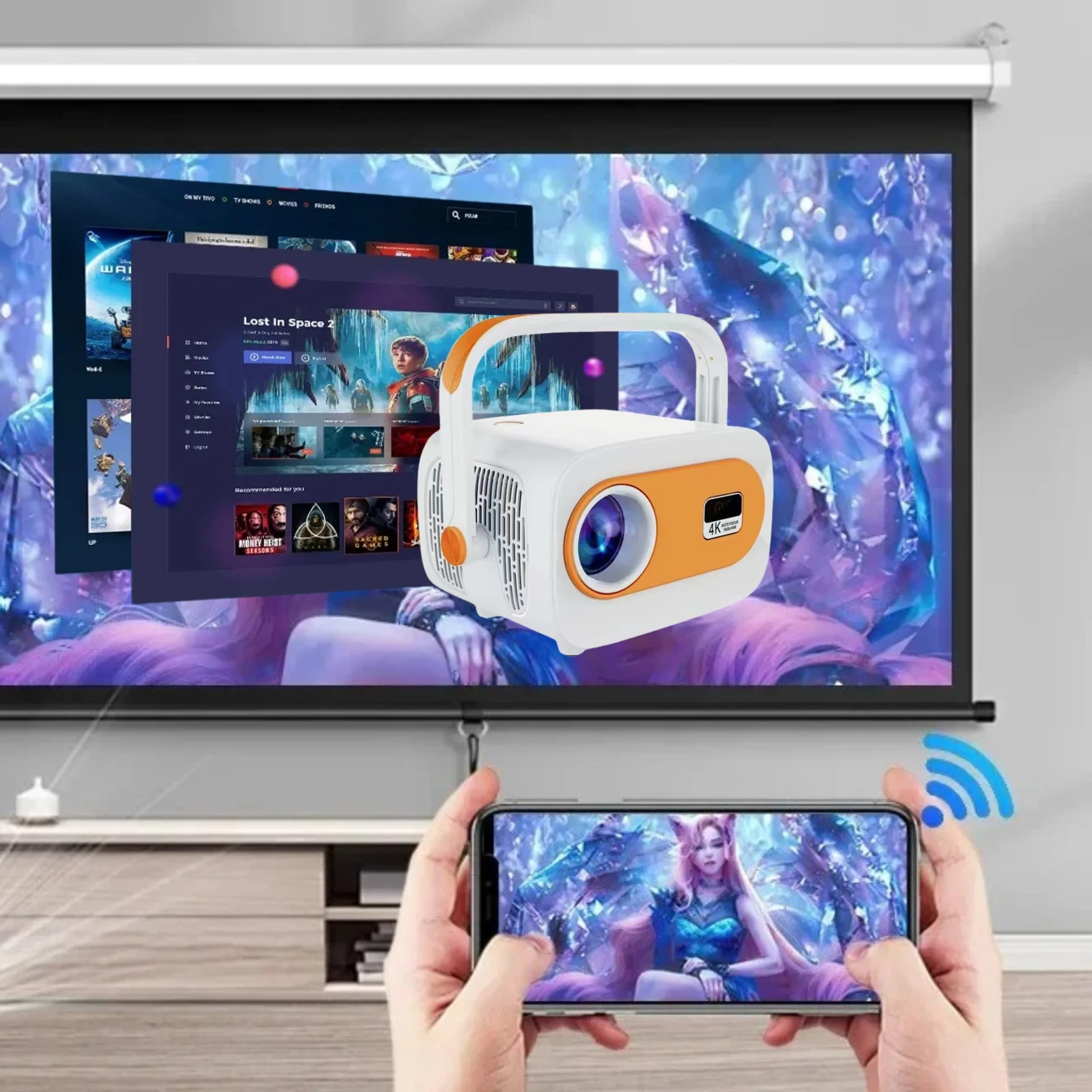 JY325 Portable Projector 720P HD 200 ANSI & Android 11.0