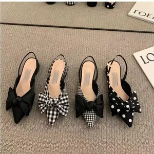 QuiteS 2026 New Summer Simple Pointed Head Flat Women's Bow Decor Fashion Elegant Single Shoes
