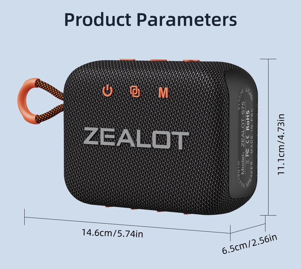 ZEALOT S75 ポータブルワイヤレススピーカー 10W 強力HDサウンド IPX6