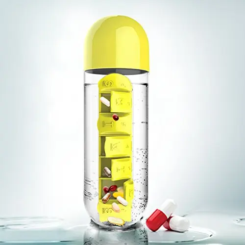 2-in-1 Pill Organizer and Water Bottle - Personalization Available