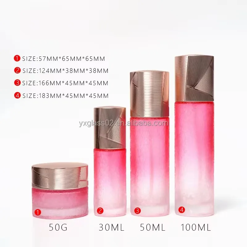 Custom Luxury lotion toner cream serum 30g50g30ml50ml100ml pump cosmetic skincare packaging container glass bottlesset supplier