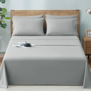 Wholesale King Size 4-Piece Bedding Set Pure Bed Sheets with Blend Fitted Sheet Cover