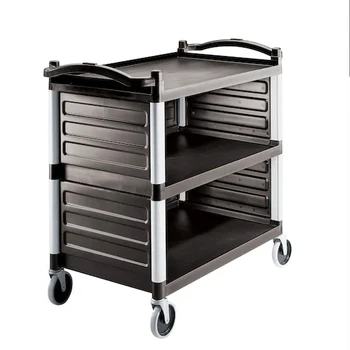 CAMBRO BC340KD  Commercial Plastic Large Food Serving Cart 3 Tier Restaurant Hotel Serving Trolley with Side Shelf Panel