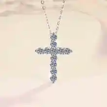 Fine Jewelry New design Elegant high quality VVs1 Full Diamond Moissanite S925 sterling silver cross necklace Pendant  jewelry