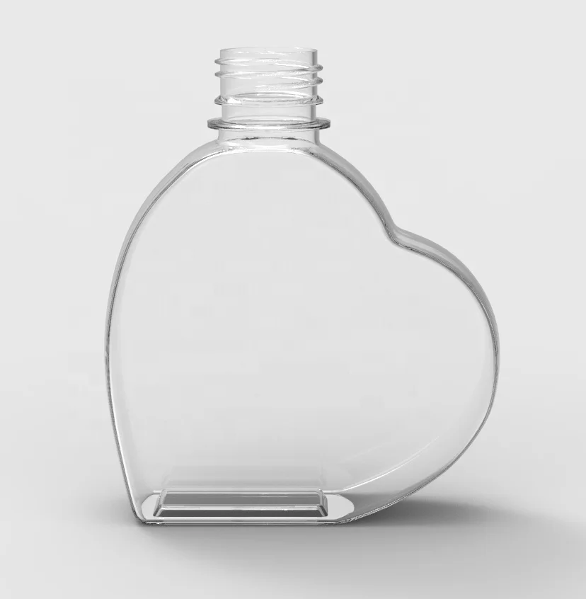 Custom Logo Cute Heart Shaped Clear PET Plastic Juices Bottles Drinking Water Bottle With PP Cap