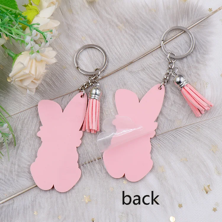 KHS184KH1098 Hot Selling Factory Leopard Flower Bunny For Name Acrylic Easter Keychain manufacture