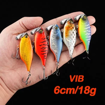 Cheery 60mm/18g Hard Artificial Plastic Bait Sinking VIB Lure Rattle Beads Wobbler for Carp Fishing Printed for Bass Trout Fishi – Hard Lure – view 3