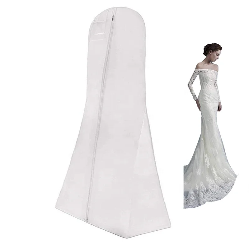 2021 White Long Wedding Dress Bag Cover 