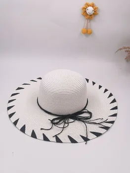 Cappello Di Paglia A Tesa Larga Per Bambine 5-9 Anni: Estivo, Pieghevole, Con Fiocco, Protezione UV, Beige
