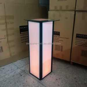 Modern Contemporary LED Acrylic Glass Cocktail Table with Translucent Light Foldable Home Bar Hotel Use 16 Colors Commercial Use