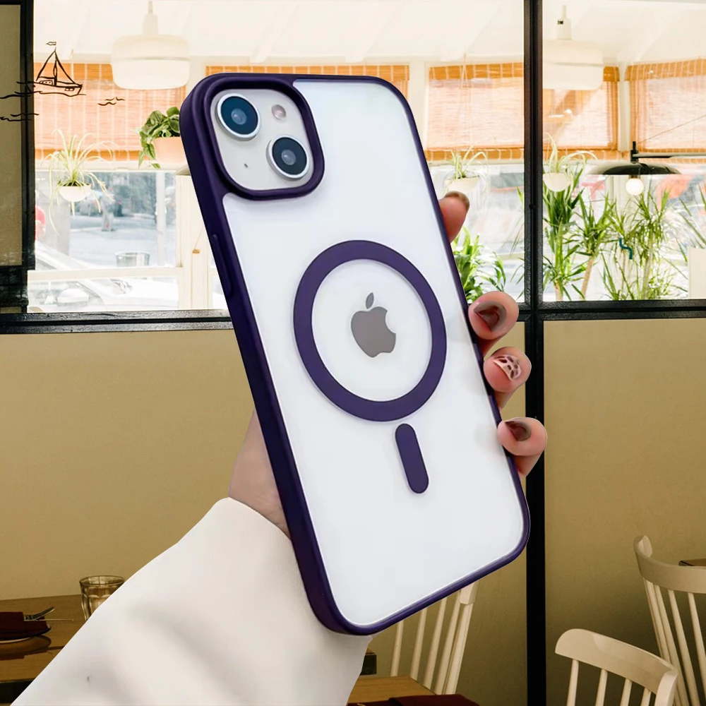 Transparent Magnetic hard Colorful phone case For iPhone 14 PRO MAX 16