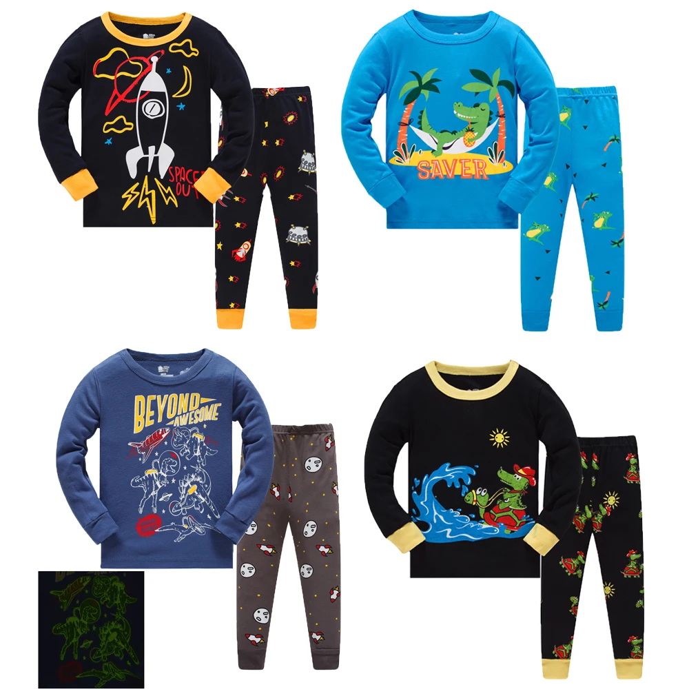 Хит продаж домашняя одежда с длинными рукавами костюмы для мальчиков девочек детские пижамы из 100% хлопка комплекты одежды малышей