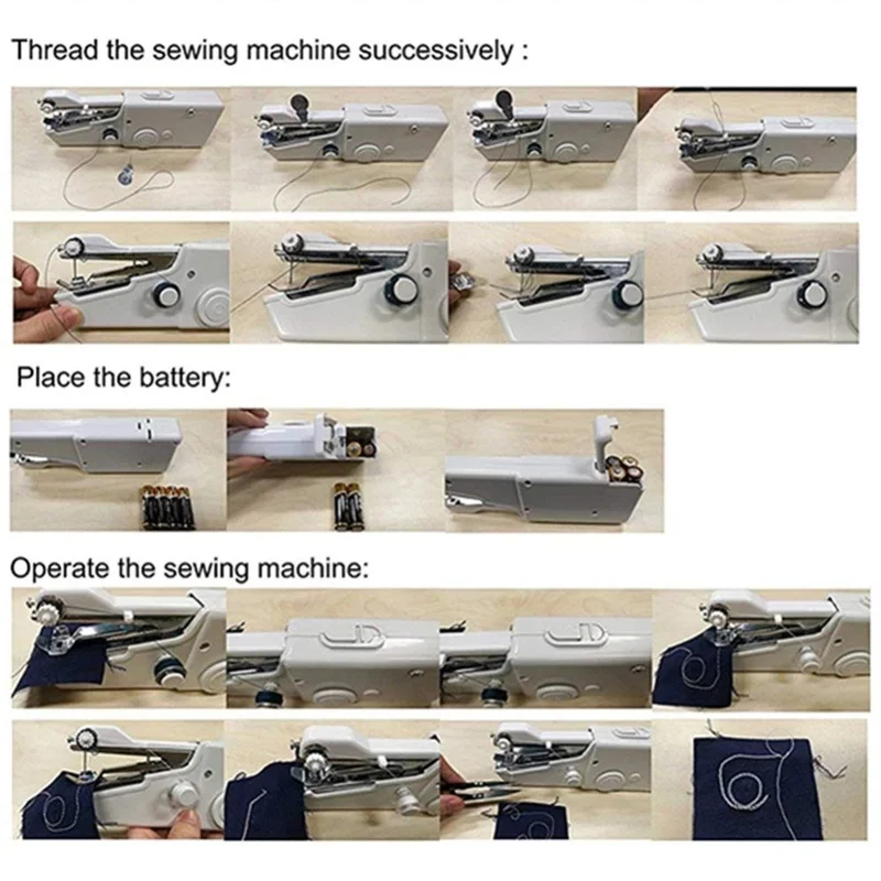 Portable Mini Hand Sewing Machine Quick Handy Stitch Sew Needlework Cordless Clothes Fabrics Household Electric Sewing Machine