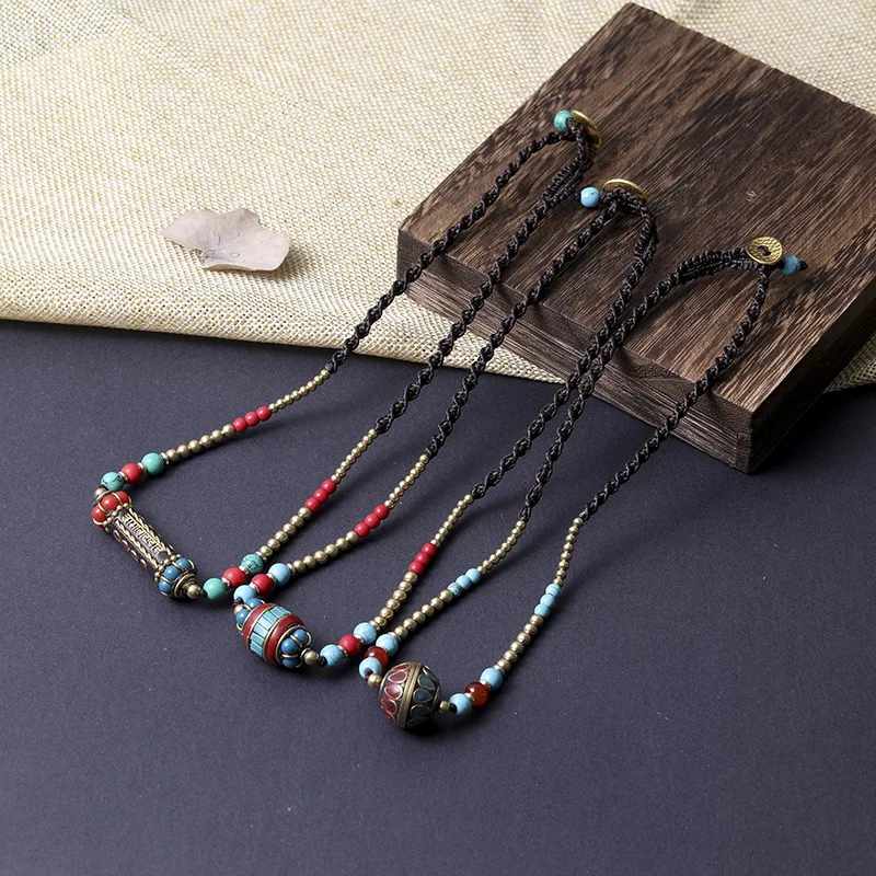 Mikovivi Collana con Perline Rotonde in Ceramica Colorata, Stile Bohémien Vintage Collana con Perline Stile Boho Hippie Accessorio alla Moda per Spiaggia ed Estate Regalo per Donna
