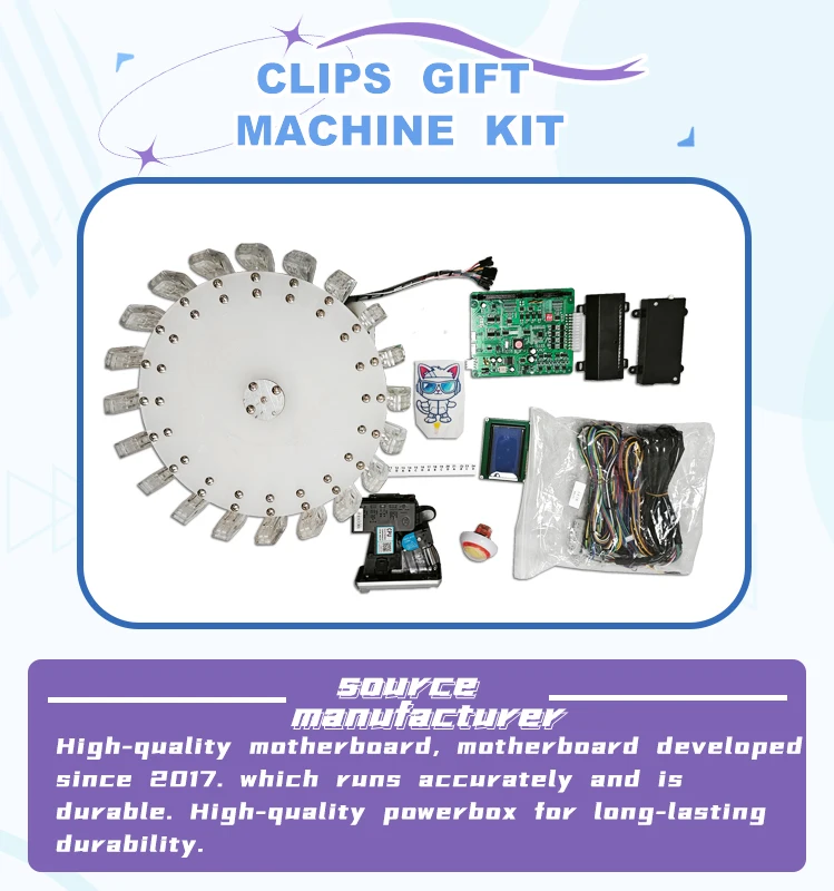 Hot Sale 20 Clips Prize Game Machines Kit Coin Operated Game Prize Gift Machine Toy Vending Machine Kits