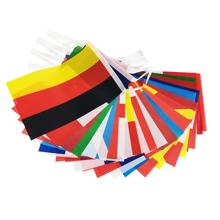 Professional factory 100% polyester pleated fan felt pennant string flags advertising custom bunting flag