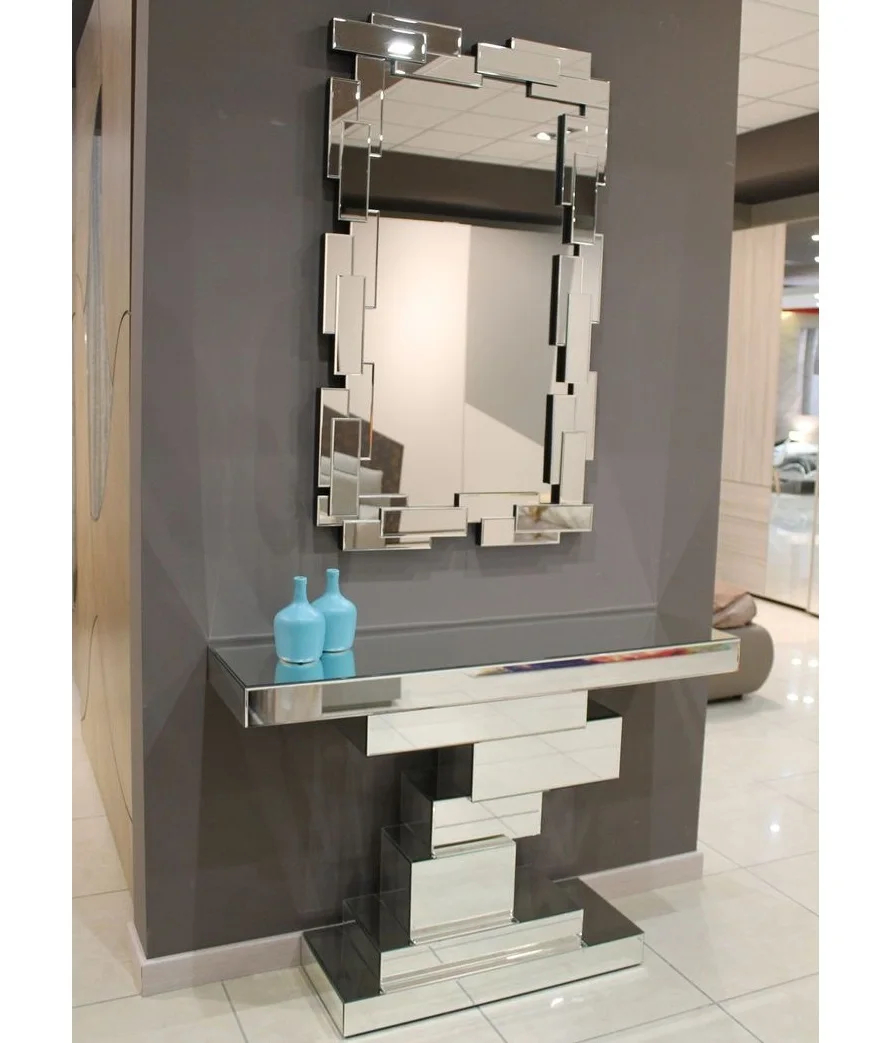 Newest Contemporary Mirrored Console Table Full Glass Decorative Wall
