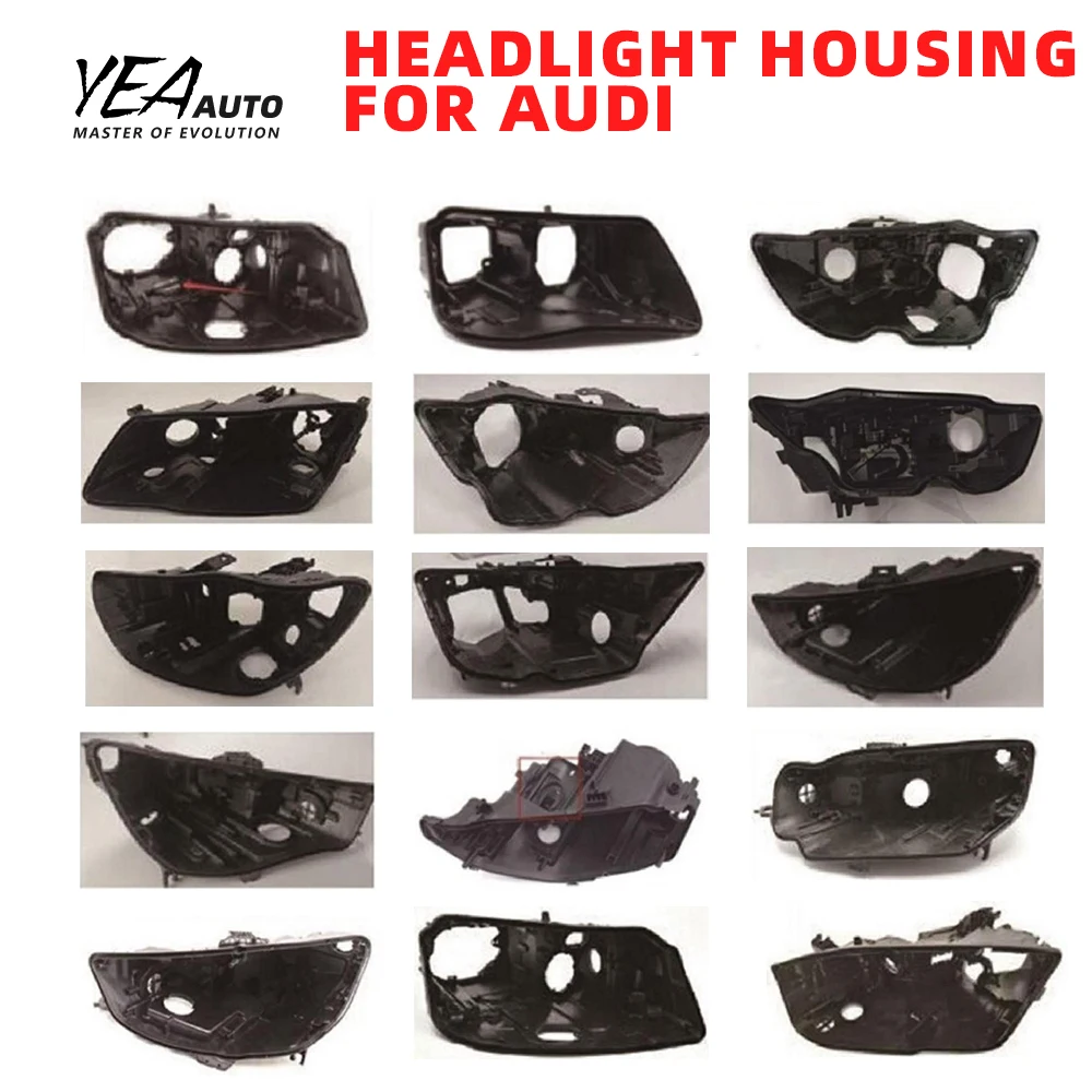 product car headlight glass lampshade cover lens for audi a3 a4 a5 a6 a7 a8 q2 q3 q5 q7 tt headlamp lens cover black housing back base-38