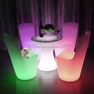Restaurant Furniture Colorful Rechargeable RGB Plastic Led Chair