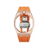 rose gold stainless steel case+orange silicone band