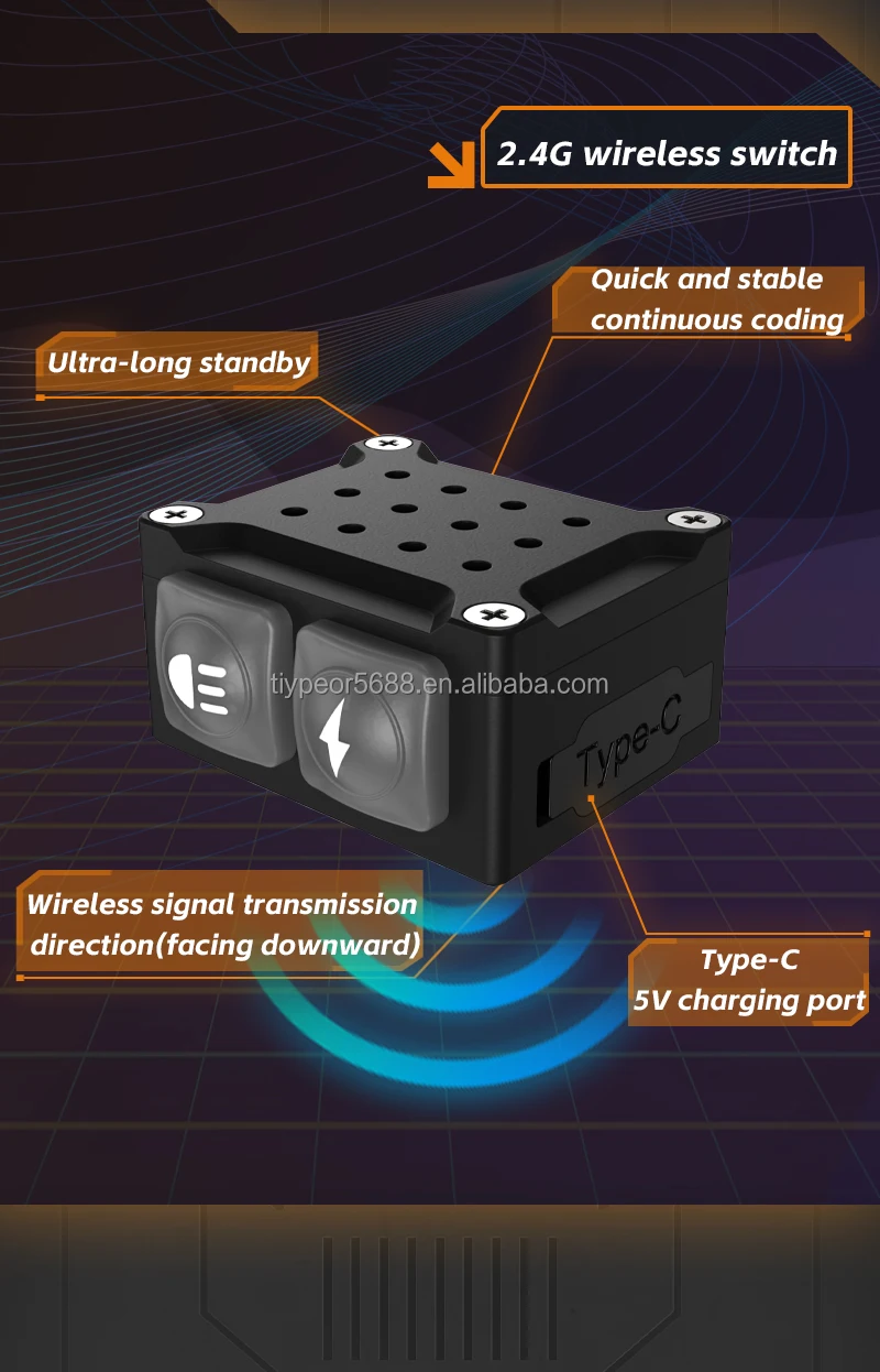 product tiypeor motorcycle high power 90w wireless switch driving auxiliary spotlight super brighter cnc aluminum fog light for atv utv-6
