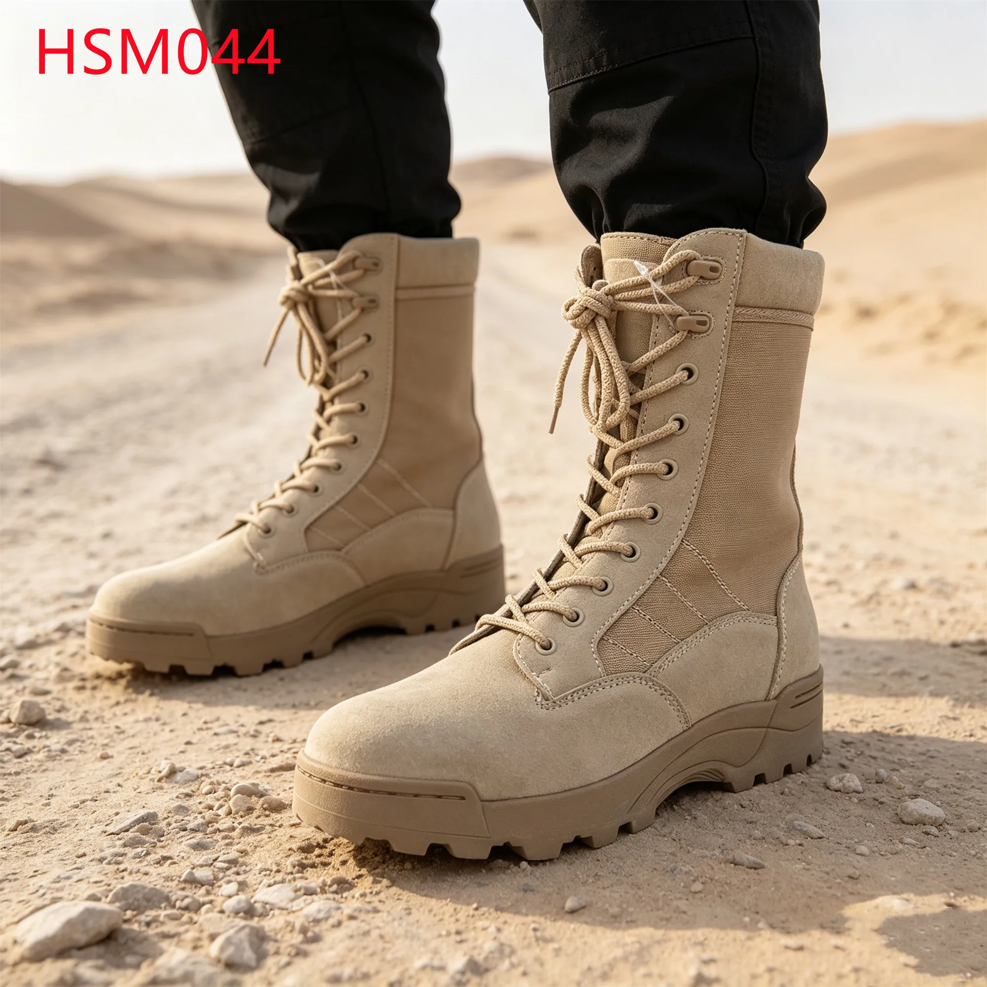 LXG,Long March Walking Rugged Tread Stitching Sole Classic Desert Boots Field Gear Metal Speed Hook 9 Inch Combat Boots HSM044
