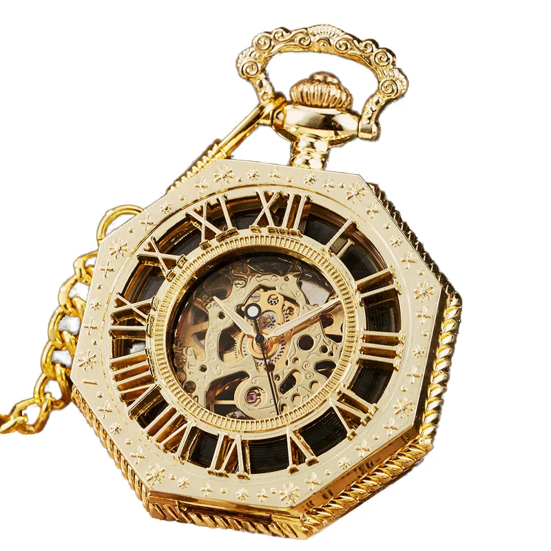 Octagonal Skeleton Automatic Pocket Watch OM-830383