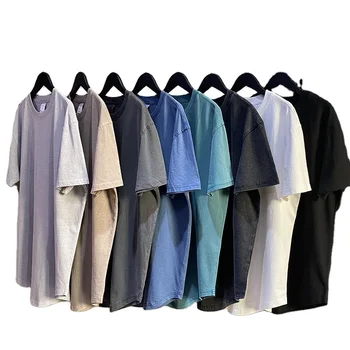 Wholesale Acid Wash T Shirts 230 Gsm Cotton Round Neck T Shirt High Quality Oversized Blank Tshirt
