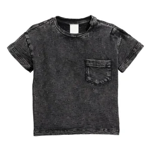 New Design Summer Short Sleeve Washed 100% Cotton Vintage Toddler Boys T Shirt for Kids