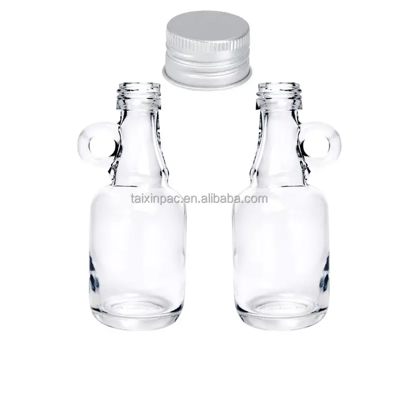 Wholesale 40ml Mini Syrup Gallon Glass Bottle Container Screw Cap Handle Wine Vodka Liquor Bottles Honey Growler Jugs Packaging
