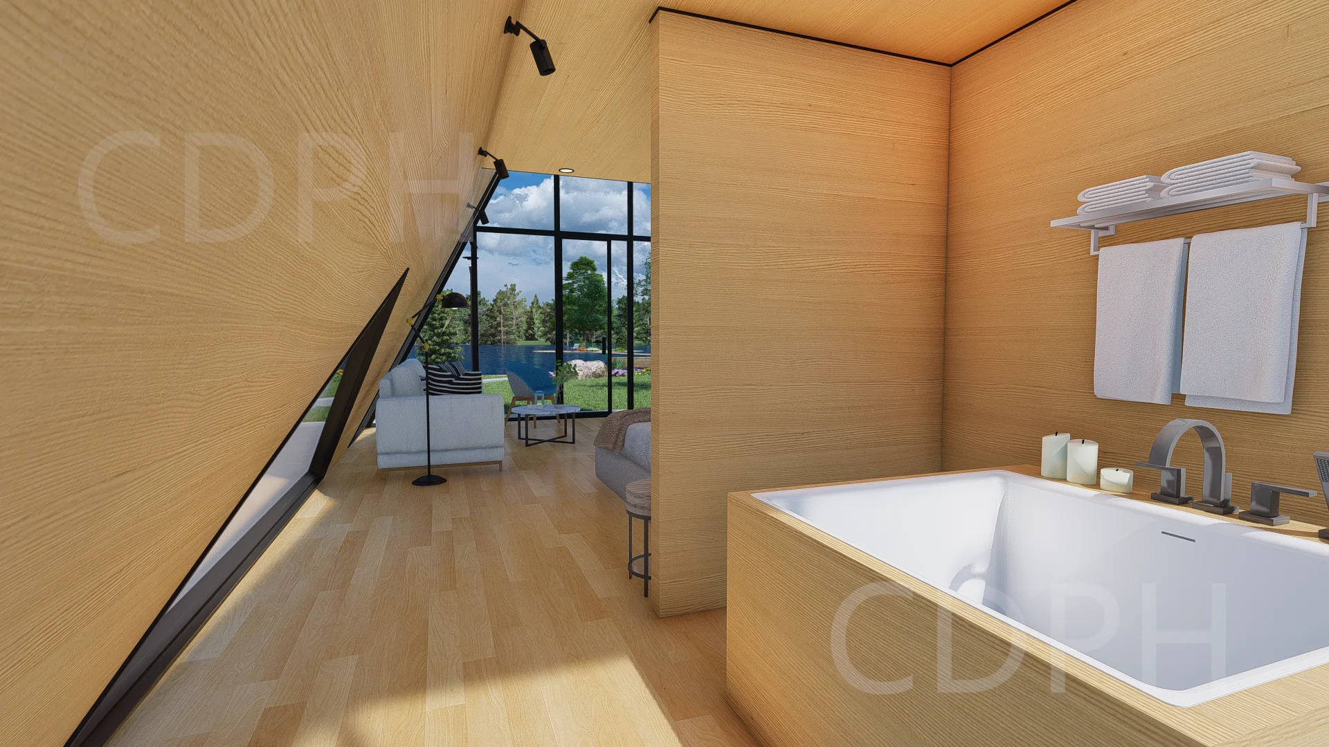 Luxury Prefab Resort House Hotel Shipping Container 2 Bedroom Cabin Tiny Triangular Roof Homes With Bathroom and Kitchen