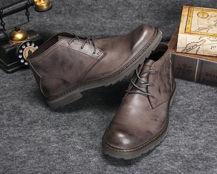 Autumn And Winter Martin Boots Leather Casual Men's Shoes Cow Rib Sole ...