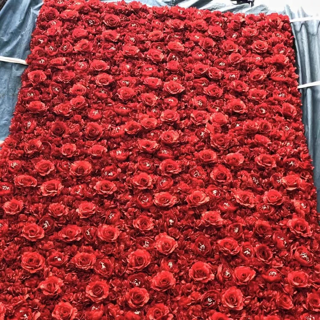 Artificial Rose Backdrop Simulation Flower Wall Panel for Wedding Party Background Floral Decor