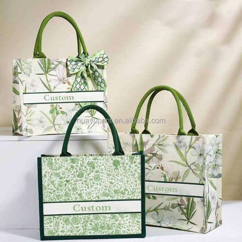 Factory Wholesale Custom Canvas Tote Bags Vintage Floral Design with Concealed Buckle Heat Transfer Printing for Gift factory