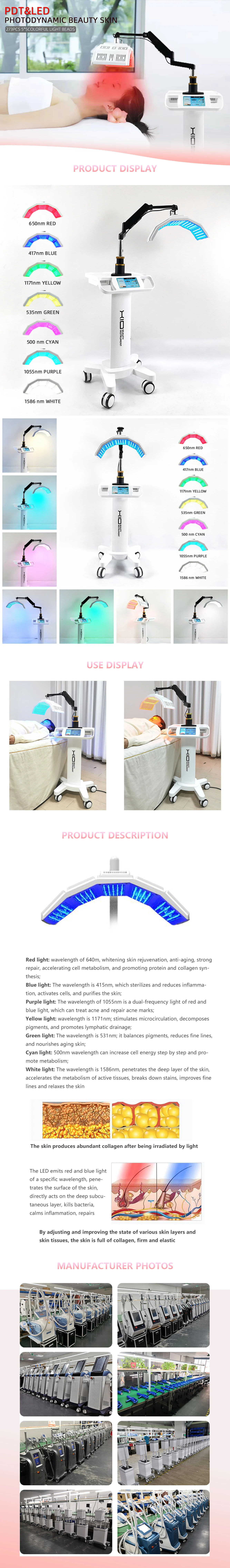 Les plus nouvelles couleurs menées de la clinique 7 de Pdt de peau de rajeunissement de machine légère de lampe ont mené le bleu rouge de Pdt