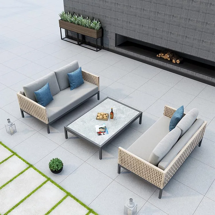 L Shaped Garden Sofa Set Wicker Outdoor Couch Rattan Corner Sofa Set