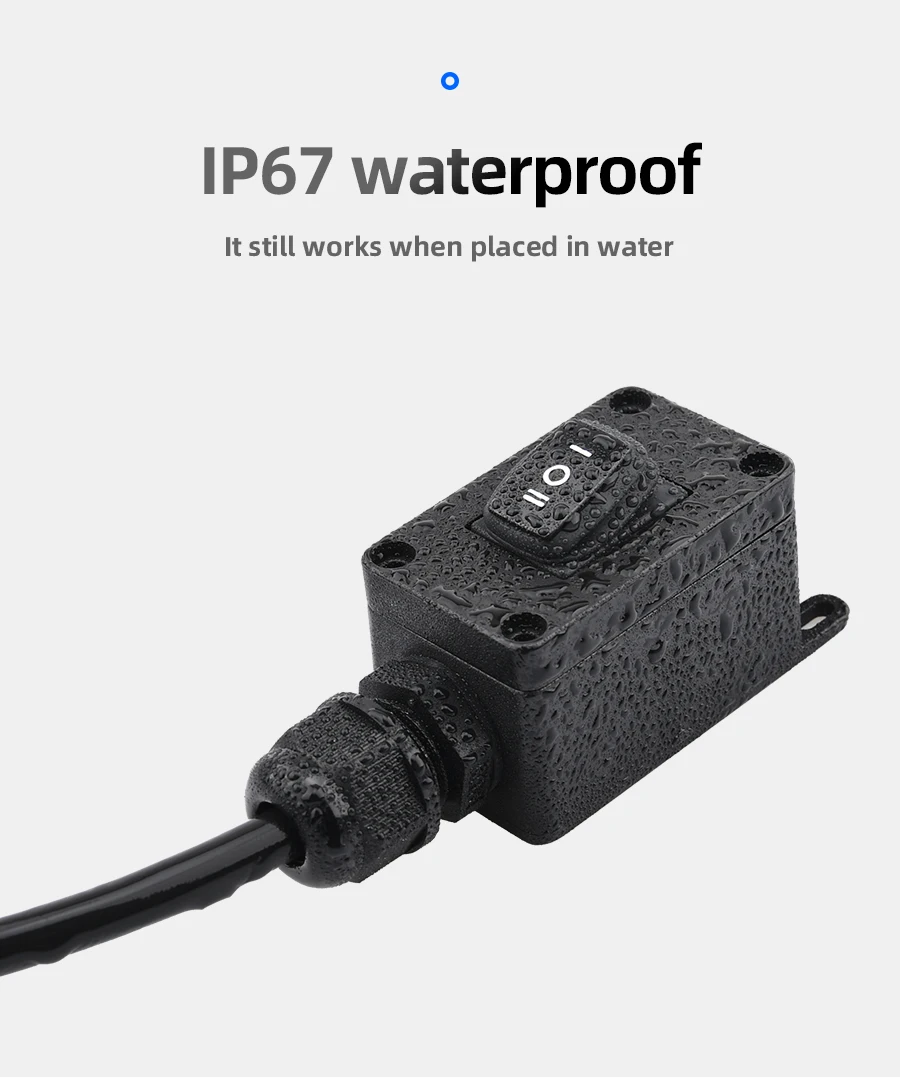 12V Inline Switch IP65 Waterproof Outdoor With Red LED Rocker Switch on ...