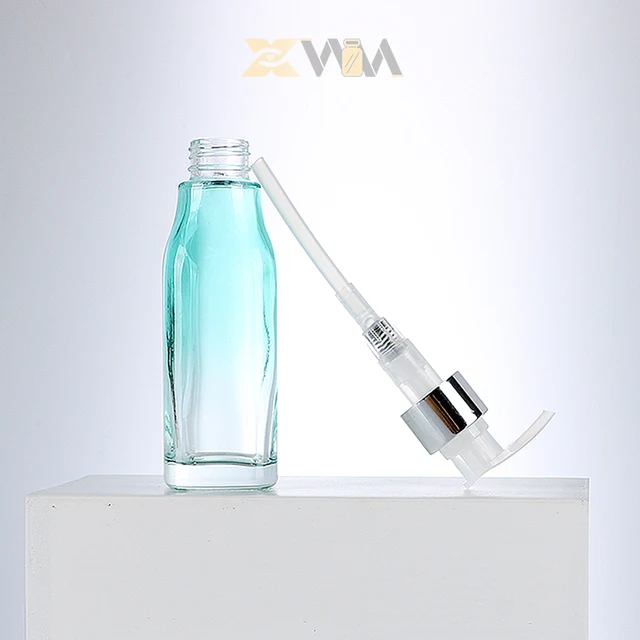 Gloss-Teal 40ml 50g Custom Color Thick Bottom Glass Bottle + Spray Coating for Mint Refreshing Body Lotion