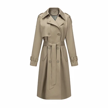 2024 New design Fashion Atmosphere slim mid-length Lapel Jackets Women's Plus Size Trench Coat Long Dress
