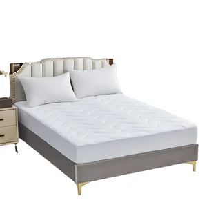 White Microfiber Fabric Quilted Mahjong Mat Bed Fitted Mattress Protector Cover 100% Waterproof Thickened Non-slip TPU Oeko-Tex