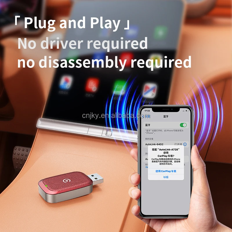 Wireless Android Auto Dongle Mini Wired to Wireless Projection Adapter for Android Car Navigation Wireless Carplay Box