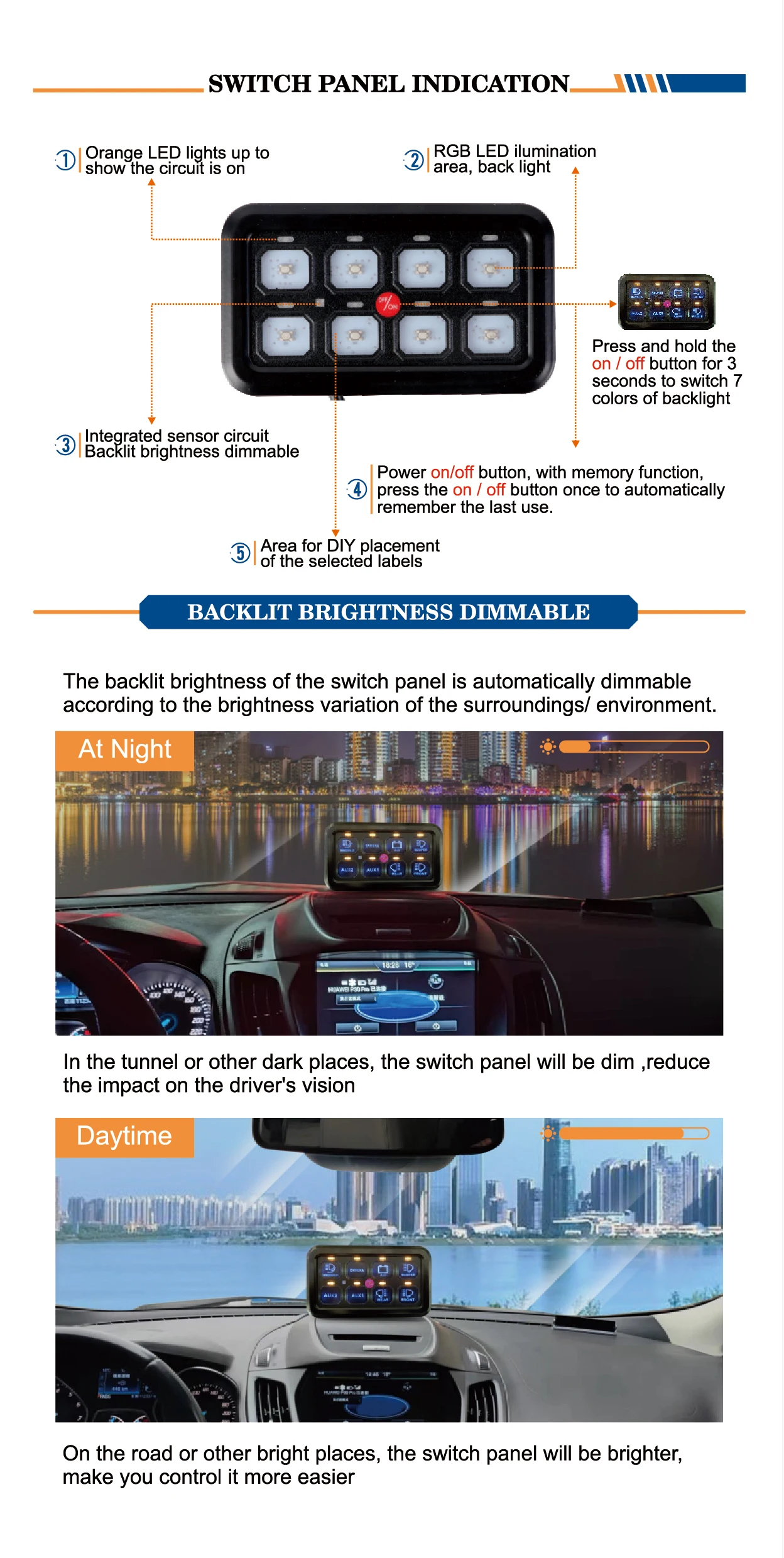 4 In 1 Charger Outlet Socket Panel 12V DC 48A Dual USB Power Outlet And 12 Volt Cigarette Lighter Socket And Led Voltmeter And Lighted On Off Rocker Toggle Switch For Marine Boat Truck Rv Car - Foto 11